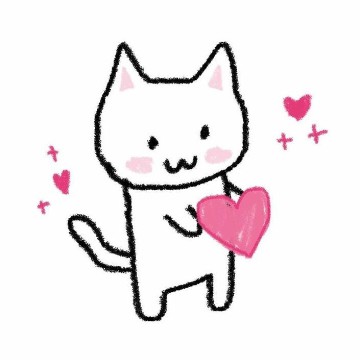 cat holding pink heart