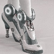 white robotic shoes 