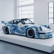 blue Porsche 