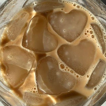 Heart Ice Cubes on Coffee
