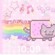 Nyan cat with the time