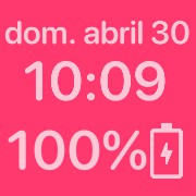 Data,hora e bateria rosa 