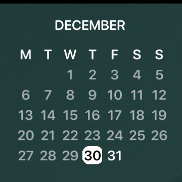 dark green calender