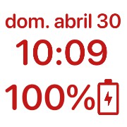 Data,hora e bateria vermelha 