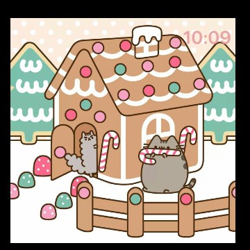 Christmas pusheen time widget
