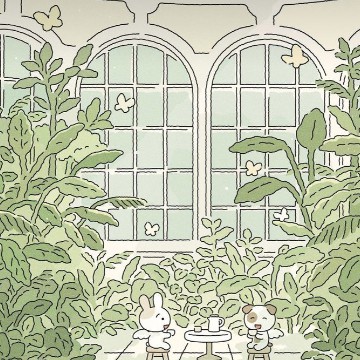 rabbit next to plants