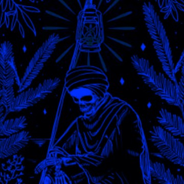 blue aesthetic tarot card skeleton 