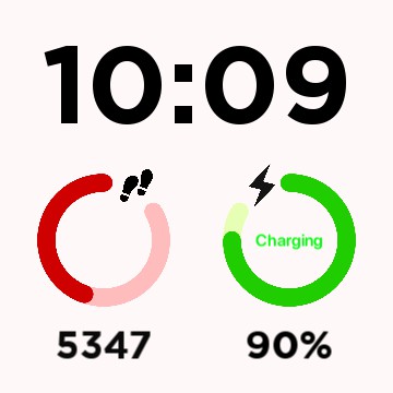 Clock, Steps and Battery