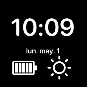 Hour, battery and date Black and White