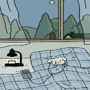 Cute bear listening to music while sleeping 