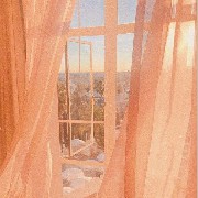 Peach curtain calm view