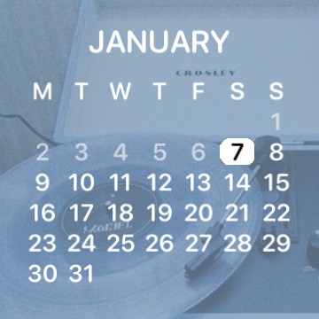 Blue record player calendar