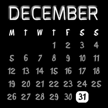 calendar white on black