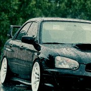 Subaru wrx in the rain
