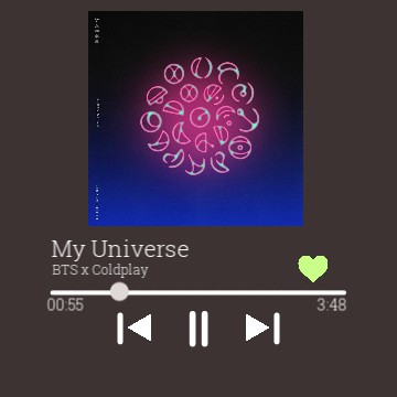 Spotify BTS x Coldplay My Universe widget 