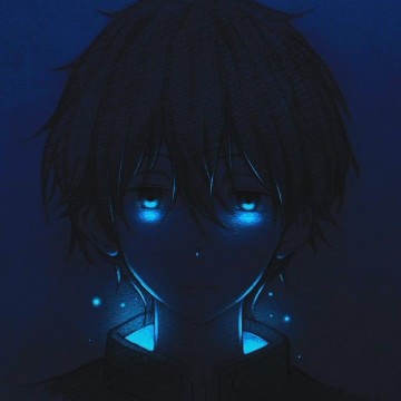 Blue anime neon icon